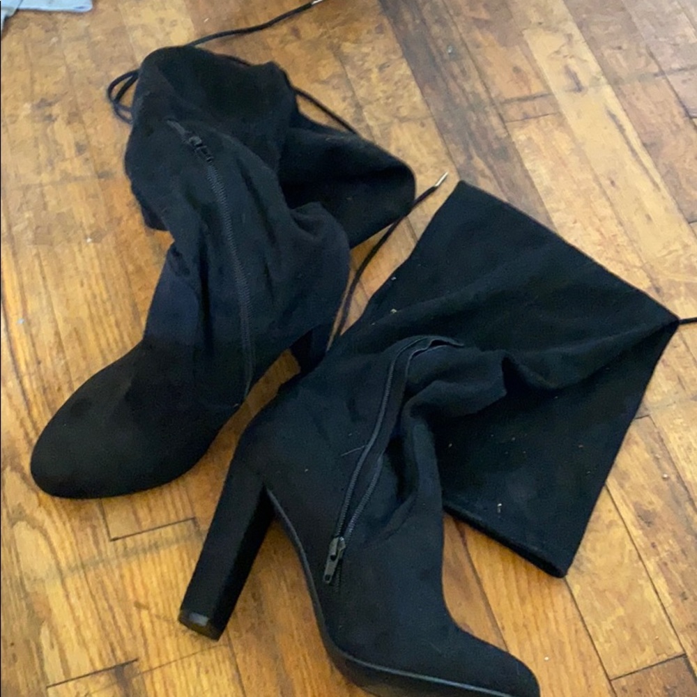 Black suede boots